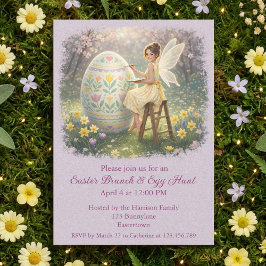 Invitación Easter Fairy Painting Egg Spring