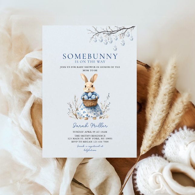 Invitación Easter Floral Bunny Chinoiserie Baby Shower (Subido por el creador)