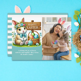 Invitación Easter Greetings! Adorable Bunny with Family Photo