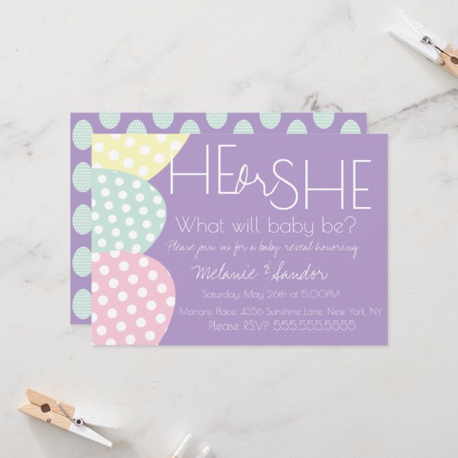 Invitación Easter He or She Baby Reveal Baby Shower (Anverso/Reverso In Situ)