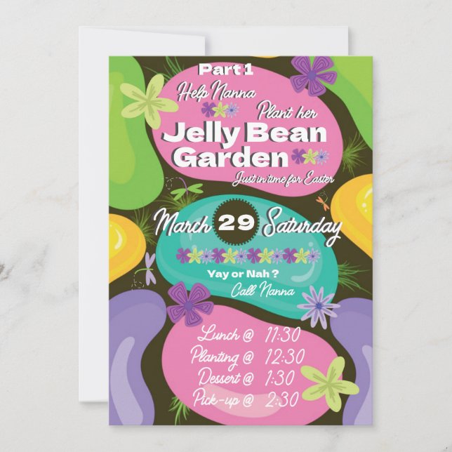Invitación Easter Invitation Jelly Bean Garden Party (Anverso)
