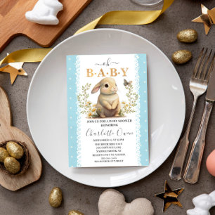 Invitación Easter Oh Baby Bunny Spring Boy Baby Shower