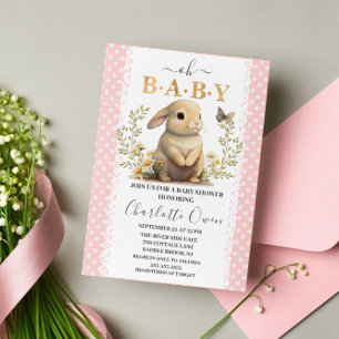 Invitación Easter Oh Baby Bunny Spring Chica Baby Shower