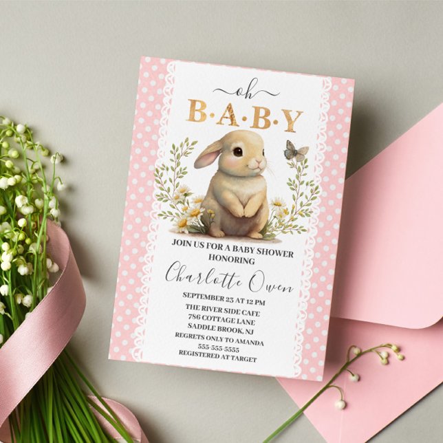 Invitación Easter Oh Baby Bunny Spring Chica Baby Shower (Subido por el creador)