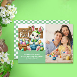 Invitación "Easter Wishes! Lovely Bunny with Family Picture"
