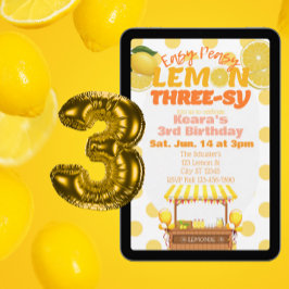 Invitación Easy Peasy Lemon Three-sy, Lemon 3rd Birthday
