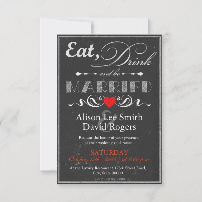 Invitación Eat, Drink and be Married (Anverso)