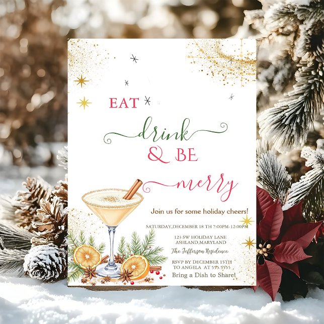 Invitación Eat Drink & Be Merry Holiday Cocktail (Subido por el creador)