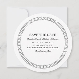 Invitación Ebony Encircled Round Save the Date Invite