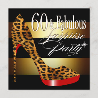 Invitación Ebony Leopard Stiletto Stripes 60 y Fabuloso