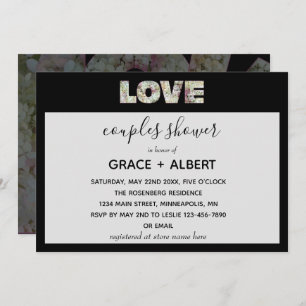 Invitación Ebony Vanilla Strawberry Hydrangeas Ducha Parejas