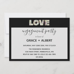 Invitación Ebony Vanilla Strawberry Hydrangeas Engagment