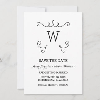 Invitación Ebony Whimsical Flourish Save the Date Invite