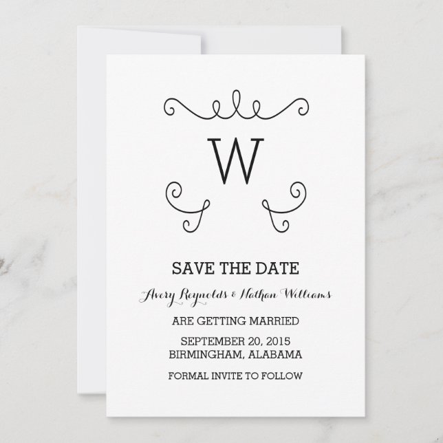 Invitación Ebony Whimsical Flourish Save the Date Invite (Anverso)