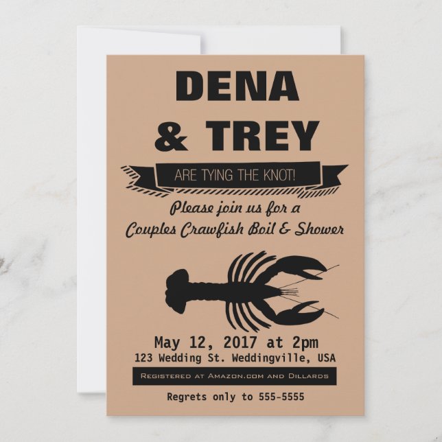 Invitación Ebullición Inviation de los cangrejos, casando la (Anverso)
