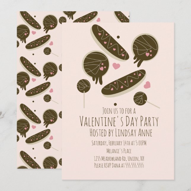 Invitación Eclair Donuts El día de San Valentín Fiesta (Anverso / Reverso)