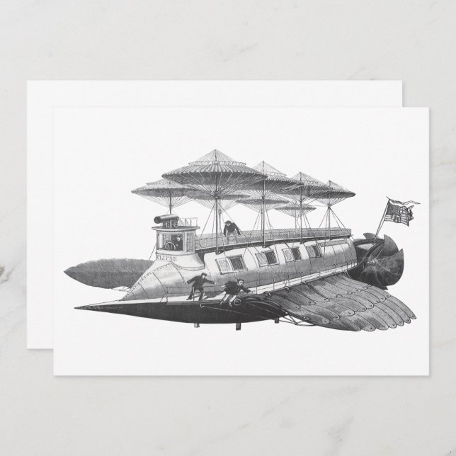 Invitación Eclipse de Dirigible de Ciencia Ficción (Anverso / Reverso)