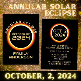 Invitación Eclipse solar anual 2 de octubre de 2024 Fiesta fa