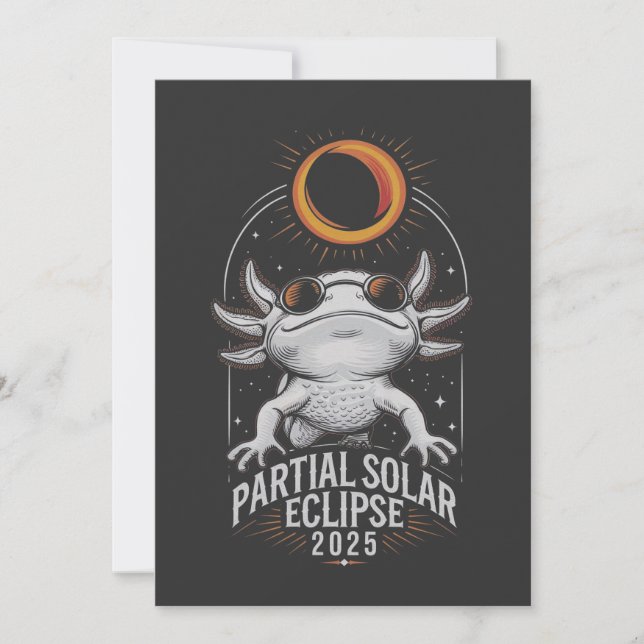 Invitación Eclipse solar parcial 2025 Axolotl Anfibio (Anverso)