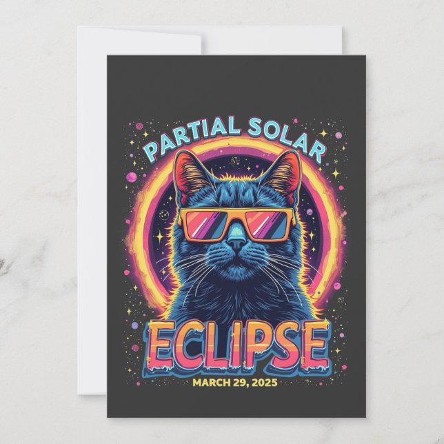 Invitación Eclipse solar parcial de gatito de 2025 (Anverso)