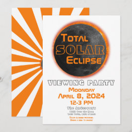 Invitación Eclipse solar total 2024 Fiesta de visión Sol Luna