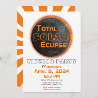 Invitación Eclipse solar total 2024 Fiesta de visión Sol Luna