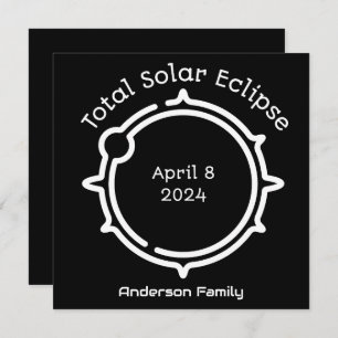 Invitación Eclipse solar total 2024 Negro mínimo moderno
