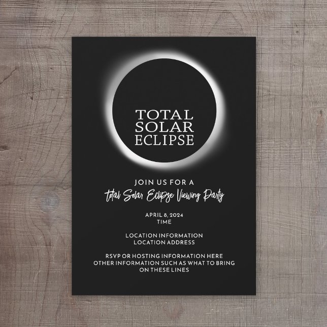 Invitación Eclipse solar total - 2024 o fecha personalizado (Solar Eclipse Viewing Party Invitation - Instant Download Option Available)