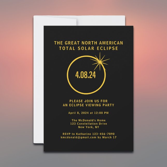 Invitación Eclipse solar total 4/8/2024 Fiesta de visualizaci (Add details to customize your event.)