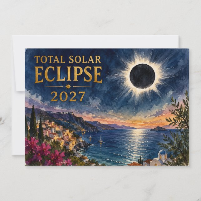 Invitación Eclipse Total de Sol 2027 Mediterráneo  (Anverso)