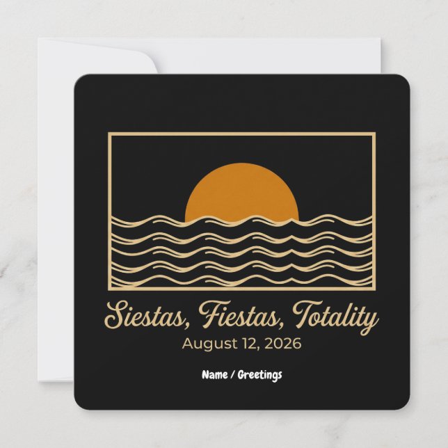 Invitación Eclipse Total Siestas Fiestas España 2026 (Anverso)