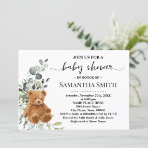 Invitación Ecología del Oso Eucalyptus Baby Shower