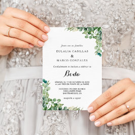 Invitación Ecología verde Boda español Foliage