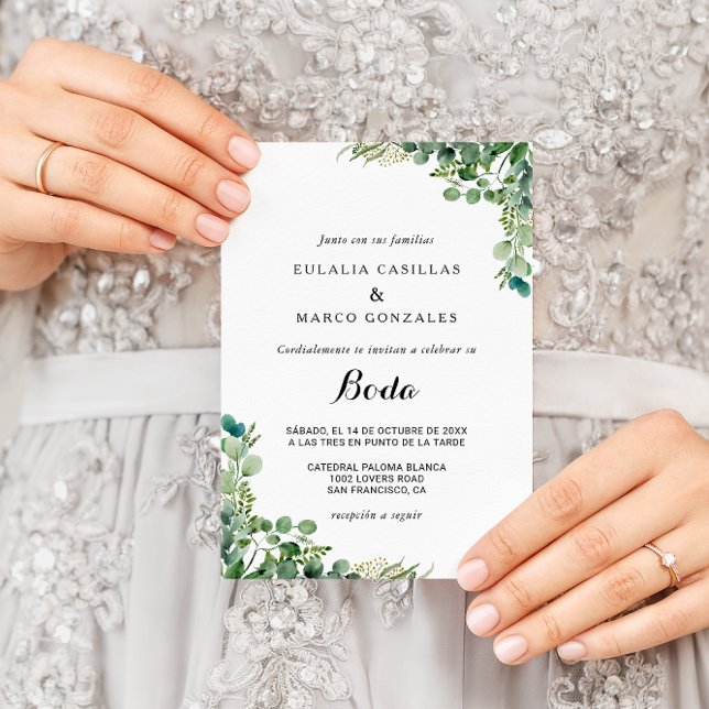 Invitación Ecología verde Boda español Foliage (Subido por el creador)