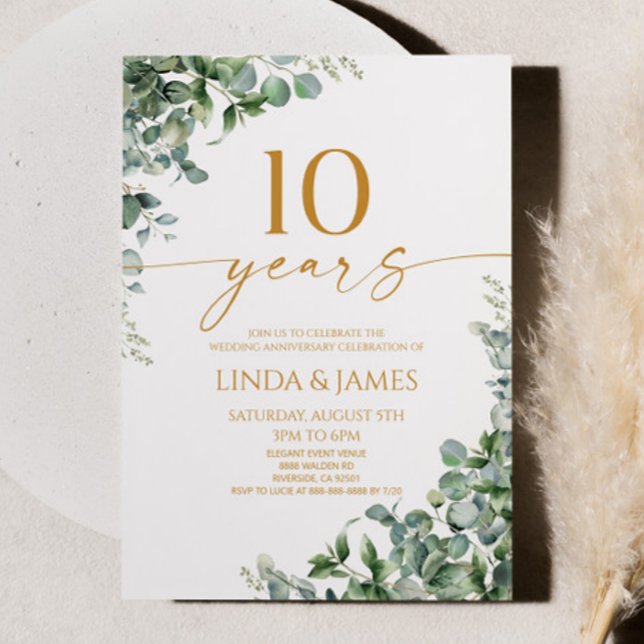 Invitación Ecología Verde Oro 10° Aniversario Boda (Subido por el creador)