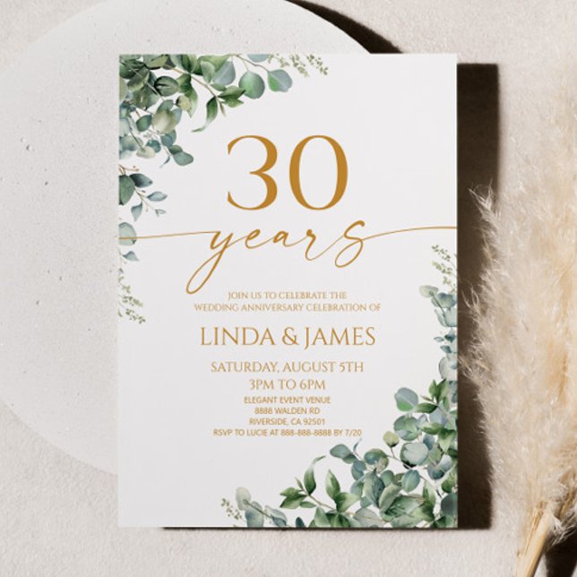 Invitación Ecología Verde Oro 30 Aniversario Boda (Subido por el creador)