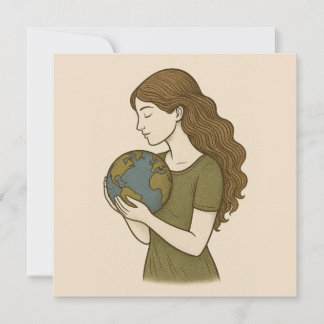 Invitación ecológica - Mujer abrazando el diseño d