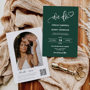 Invitación Ecologista de Emerald Green Hacemos Boho Boda QR C