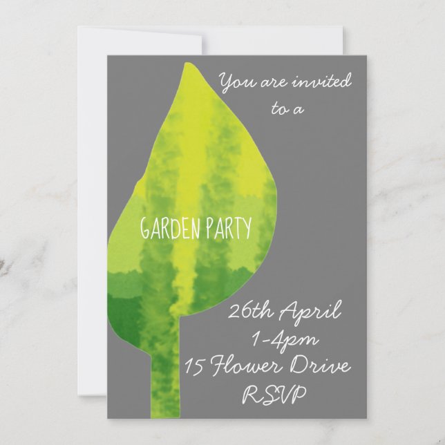 Invitación Econaturaleza de hoja verde Función de fiesta de j (Anverso)