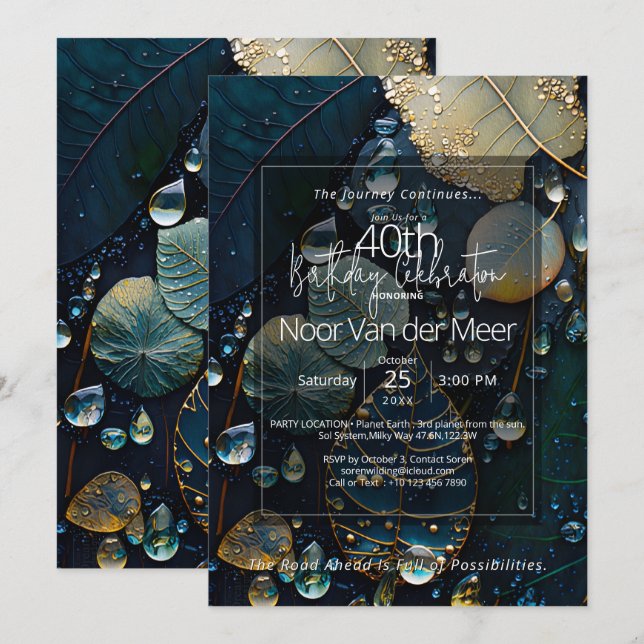 Invitación Ecos del Bosque | Abstracto de Piedra Preciosa Bot (Anverso / Reverso)