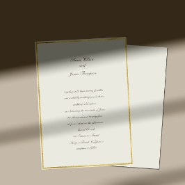 Invitación Ecru Gold Simple Elegante Boda Tradicional