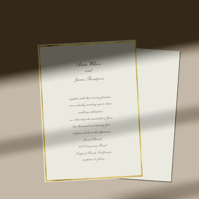Invitación Ecru Gold Simple Elegante Boda Tradicional (Subido por el creador)