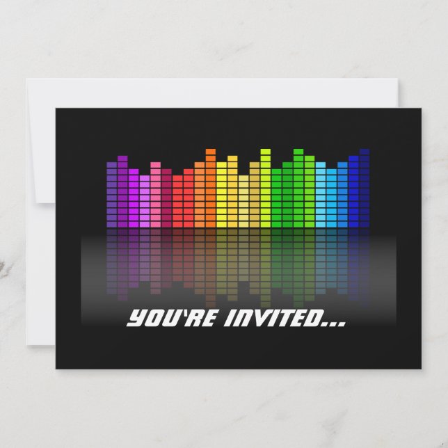 Invitación Ecualizador musical colorido con reflexión, técnic (Anverso)