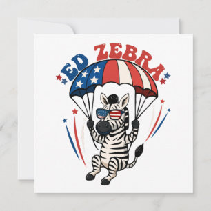 Invitación Ed Zebra Feliz 4 De Julio Bandera Patriótica Estad