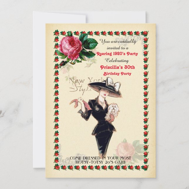 Invitación edad, 60 años, fiesta de cumpleaños, estilo Gatsby (Anverso)