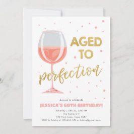 Invitación Edad a la perfección Rosa Sorpresa por el Vino Cum
