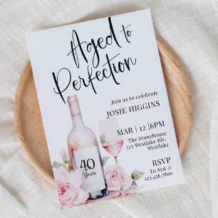 Invitación Edad a la perfección, tema del vino, cumpleaños de