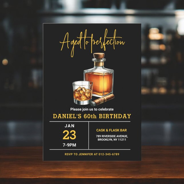 Invitación Edad a la perfección Whisky Cigar 60 cumpleaños (Subido por el creador)