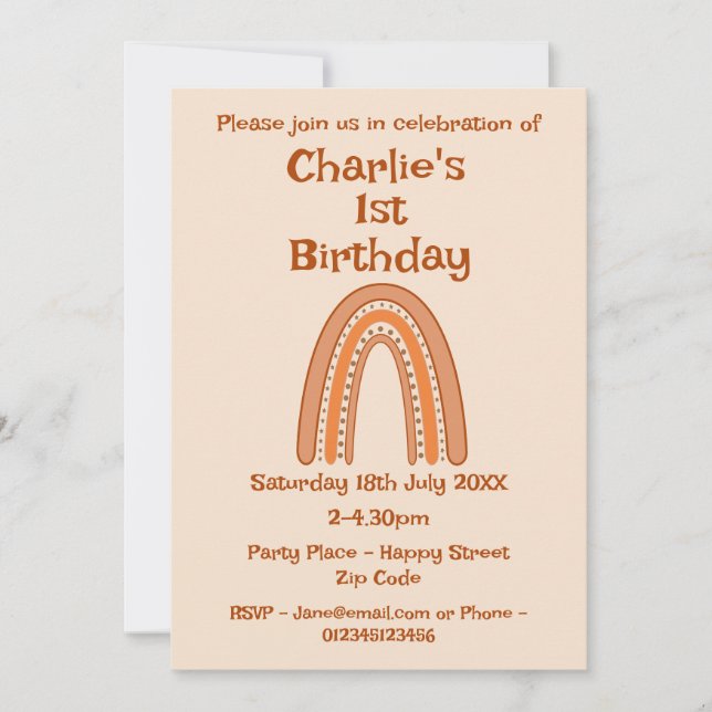 Invitación Edad de cumpleaños del arcoiris (Anverso)