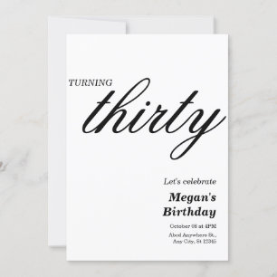 Invitación Edad de cumpleaños elegante y minimalista en blanc